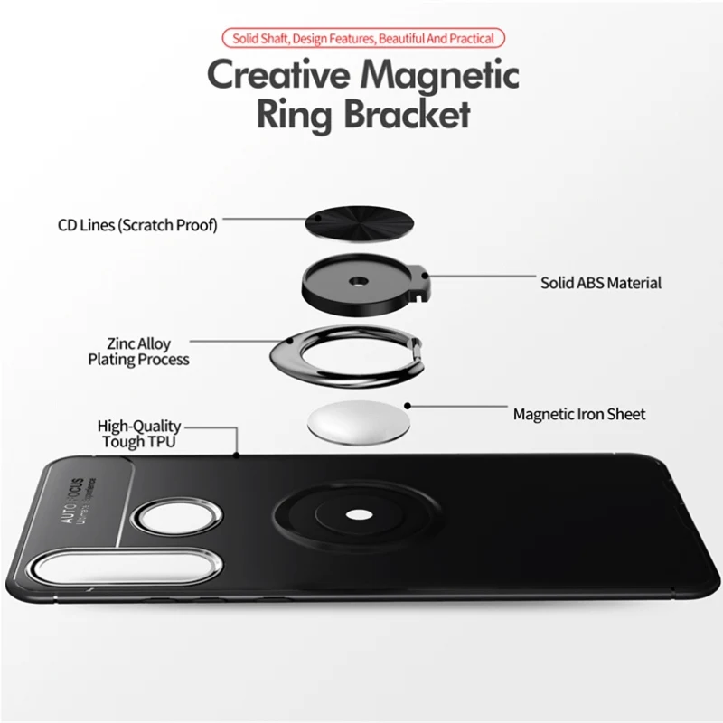 Чехол подставка с магнитным кольцом для OPPO Realme 3 силиконовая Мягкая задняя крышка