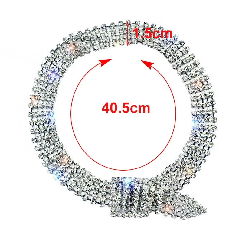 

Luxury Crystal Chokers Necklace for Women Multi-layer Iced Crystal Belt Collar Chocker Wedding Party Statement Necklace Bijoux