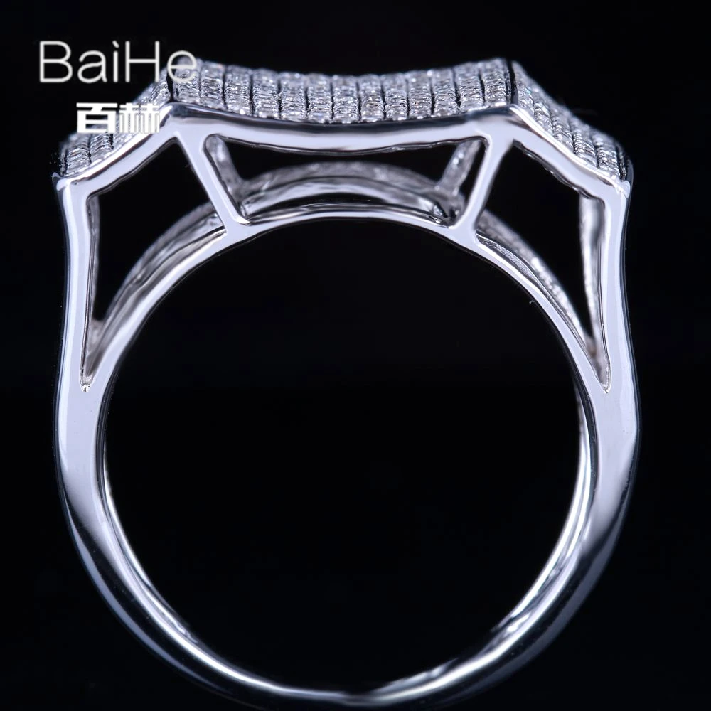 BAIHE Стерлинговое Серебро 925 1CT сертифицированное H/SI круглая огранка натуральные бриллианты обручальное мужское классическое Ювелирное кольцо