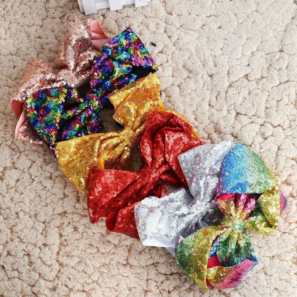 

New Baby Girls Sequins Large Bowknot Rainbow Bows Hairpin Hair Pin Eyeful