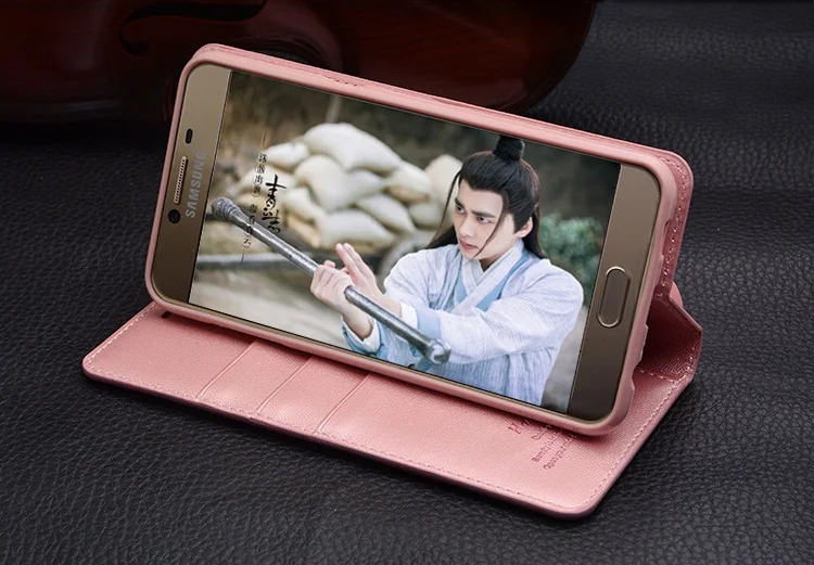 Чехол книжка для Samsung Galaxy C5 C7 C9 Pro мягкий чехол из искусственной кожи с подставкой