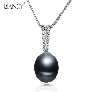 Модные ожерелья с подвеской из натурального черного жемчуга, ювелирные изделия из стерлингового серебра 925 пробы для цепочек жемчужное ожерелье для женщин пробы, аксессуары для подарка