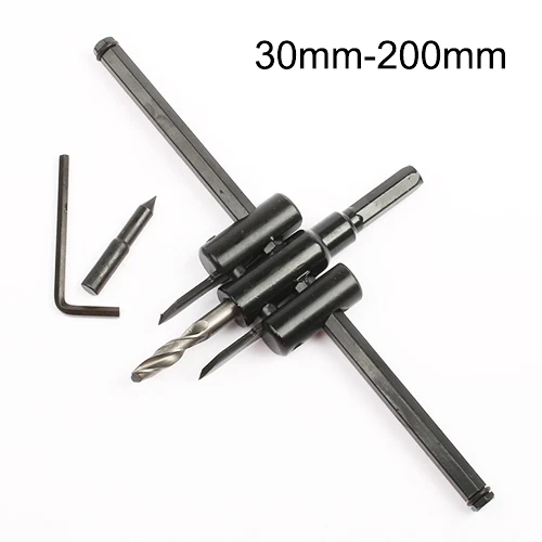 30mm to 200mm LUBAN регулируемый металлический, деревянный круг, кольцевая пила, сверло, резак, набор инструментов DIY 30 мм-120 мм, лезвие из черного сплава 30 мм-200 мм 30 мм-300 мм - Цвет: 30mm to 200mm