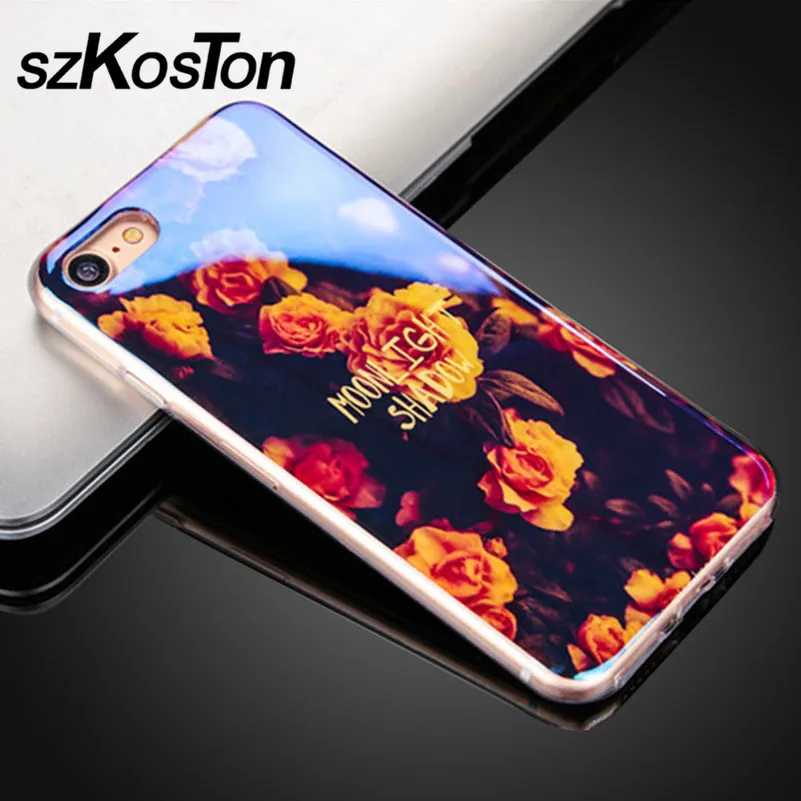 Diamond Blue Laser Light Case For iPhone 5 5S SE 6 6S Plus Colorful Flower Animal Pattern Cover 7 case |