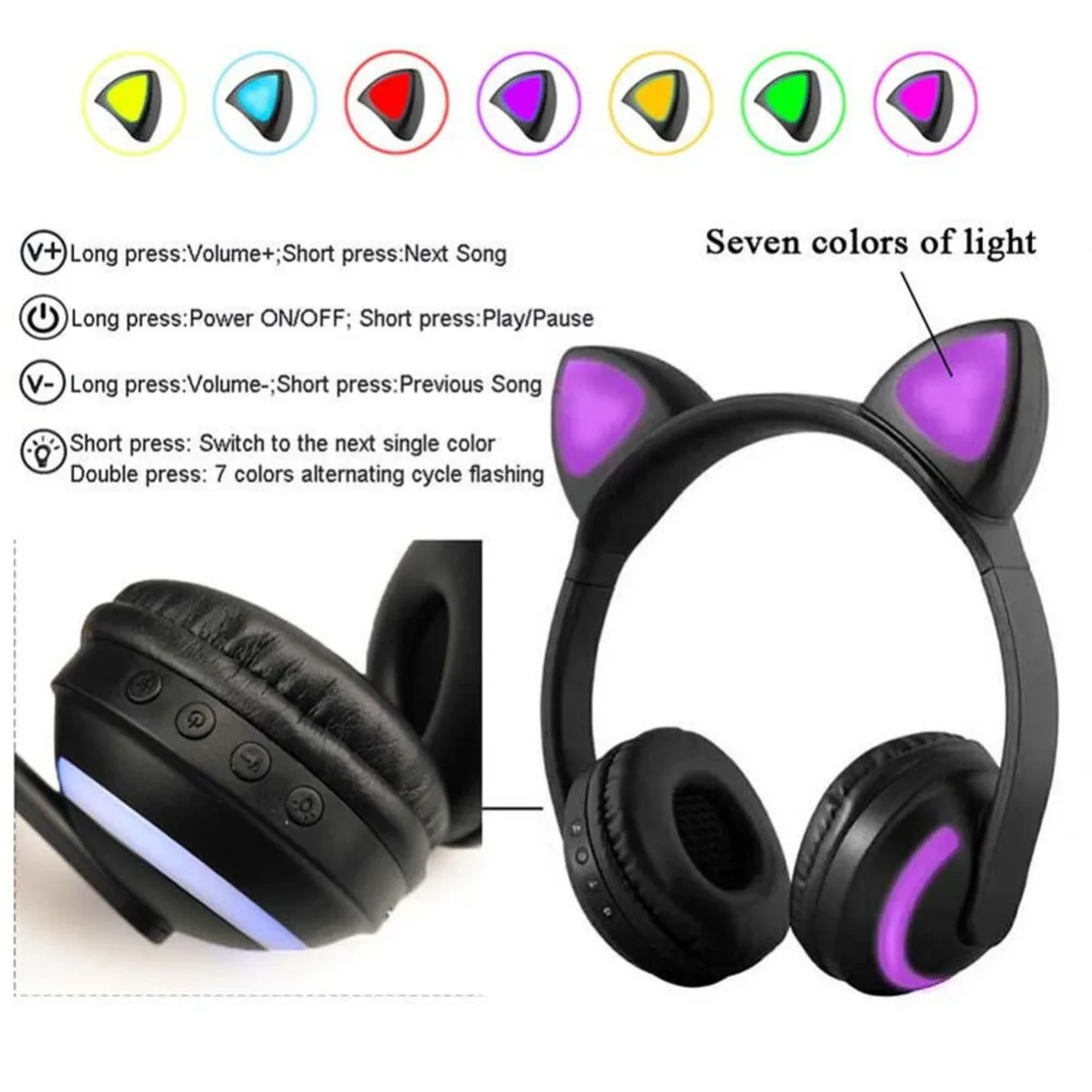 EGizmo Беспроводная Bluetooth стерео игровая гарнитура кошачьи уши светодиодный
