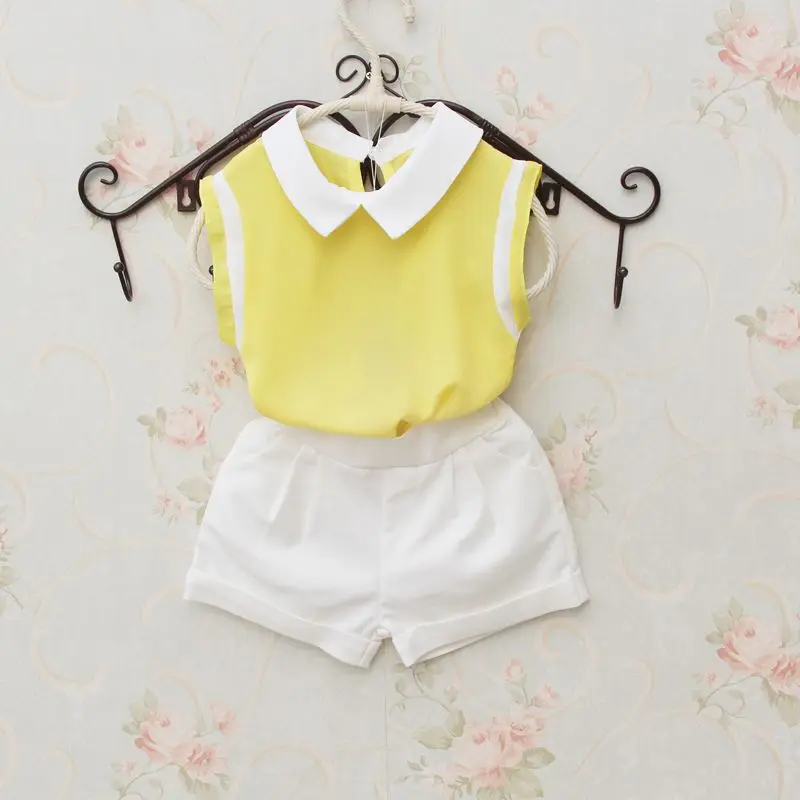 2017 г. Летняя одежда для малышей подростков детская Блузка Для Девочек Шифоновые