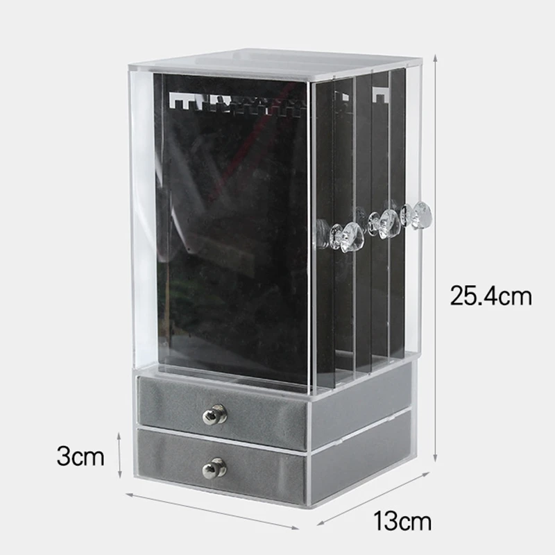New Acrylic Jewelry Organizer Box for Necklace Display Storage Case Earrings Bracelet Hanger Decoration Girls Gift Women Makeu