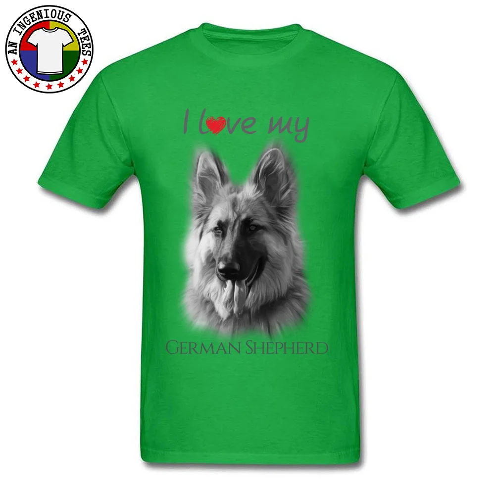 Белые футболки для взрослых из чистого хлопка с надписью I Love My German Shepherd Animal Dog Student