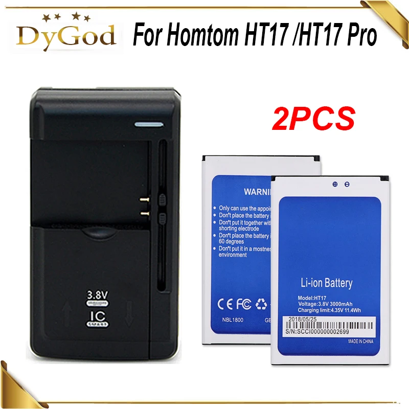

1 партия = 1 шт. Универсальное зарядное устройство + 2 шт. для фотоэлемента HT17 аккумулятор для смартфона HT17 Pro HOMTOM 3000 мАч