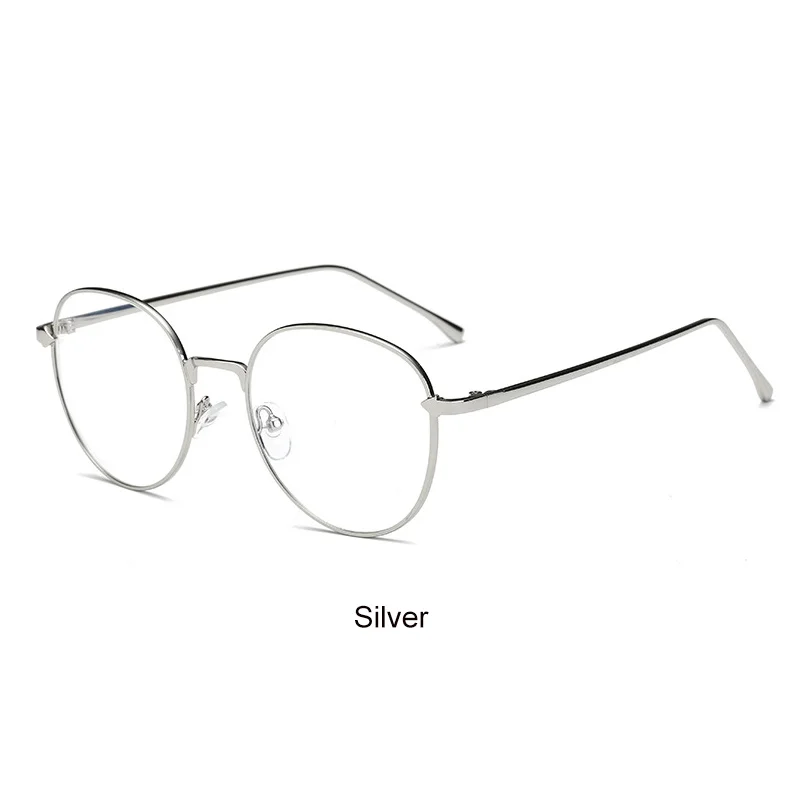 Silver Очки VEGA, Овальные, синий светильник, очки для компьютера, металлические, мужские, женские, синие очки, лучшие игровые очки VG246 - Цвет оправы: Silver