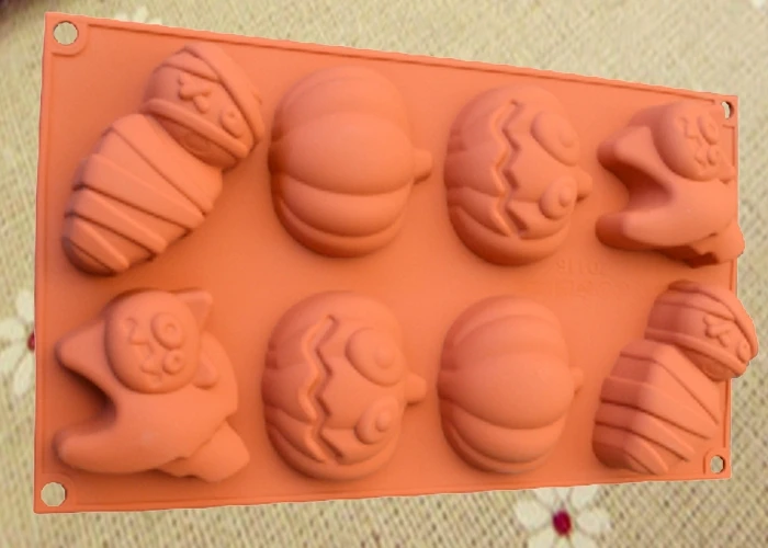 Дизайн торта на Хэллоуин 8 отверстий тыква труп кошка силиконовые принадлежности