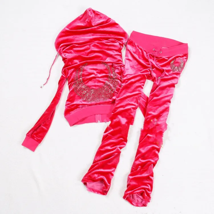 Rose red Весна/Осень/ Женский Золотой бархатный брендовый Бархатный спортивный костюм Велюровый костюм женский спортивный костюм толстовки и штаны темно-серый - Цвет: Rose red