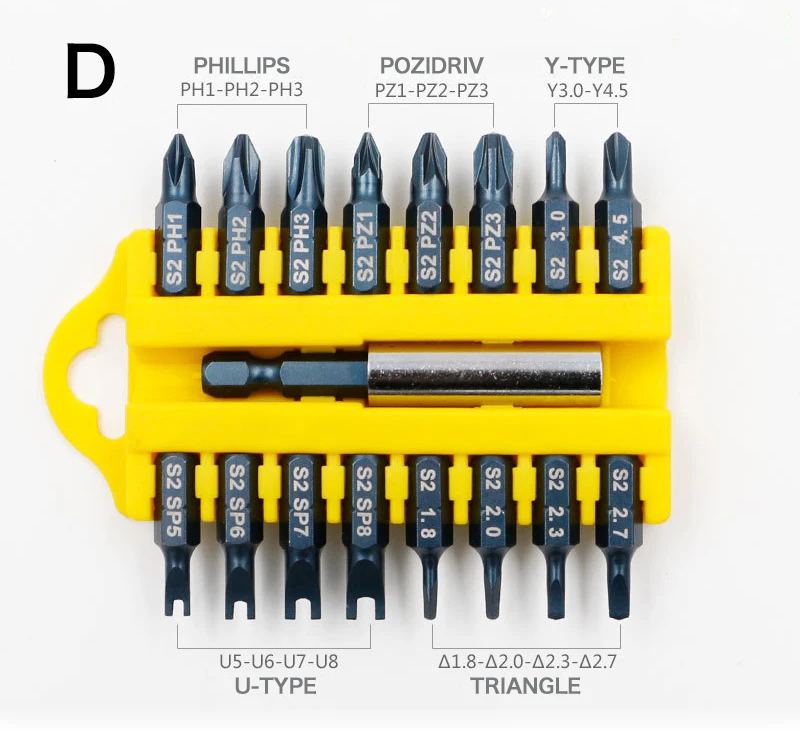 Jewii 17-Pcs Отвертка Набор бит магнитный стержень Phillips шлицевая Torx шестигранные электрический сверла Мощность бытовой ручной инструмент
