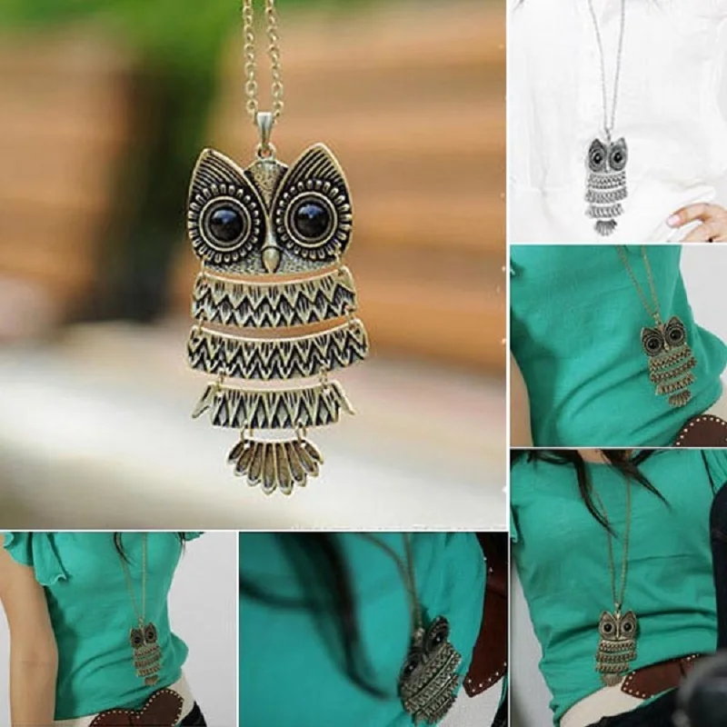 Австрийские кристаллы Сова Макси Бохо длинные Чокеры ожерелья и подвески для