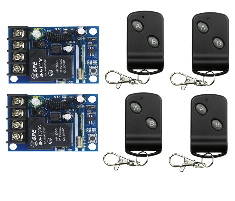 

DC 12V 24V 36V 48V 8A 1 CH RF Wireless Remote Control 2 * Receiver & 4 * Transmitter classic 2 key self-lock