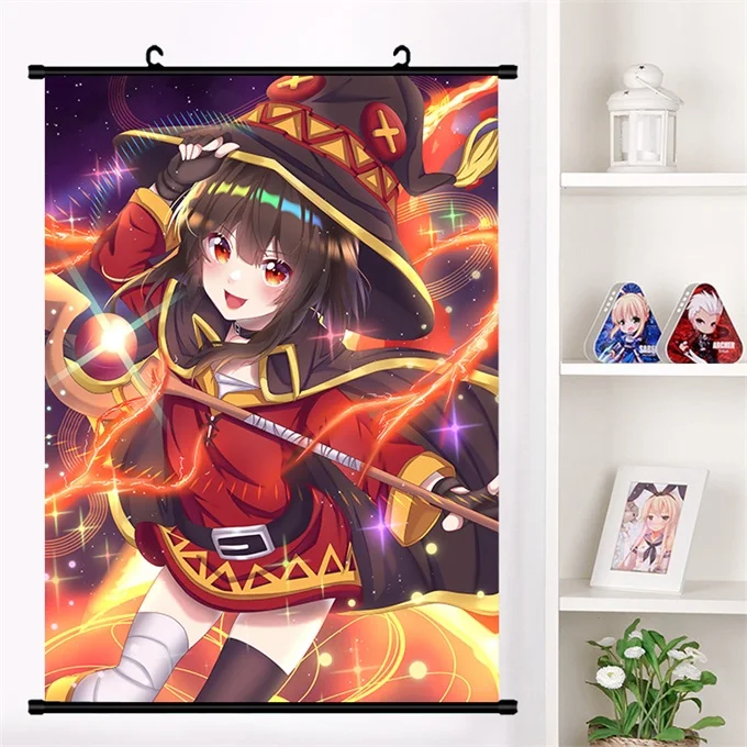 Аниме Манга KonoSuba Божье благословение на этом чудесном мире! Megumin Aqua Darkness Косплей настенные свитки Фреска плакат домашний декор - Цвет: A