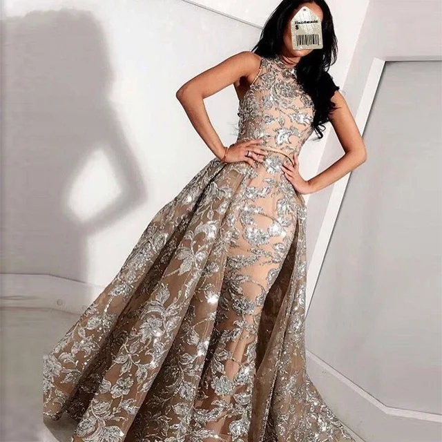 

Champagne Romantic Dresses Long 2019 Elegant Gowns vestido de festa longo Formal Party Dress robe de soiree Formal Dress Women