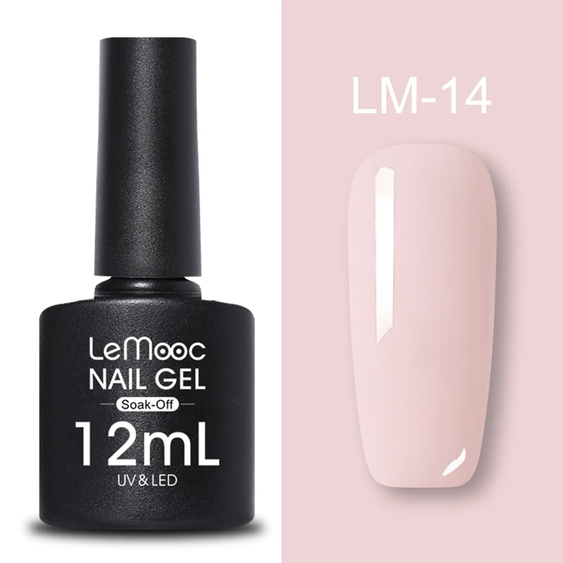 LM-14 LEMOOC, 12 мл, Гель-лак для ногтей, гибридный лак, все для маникюра, блеск для ногтей, верхнее Базовое покрытие, UV Vernis, Полупостоянный лак для ногтей - Цвет: LM-14