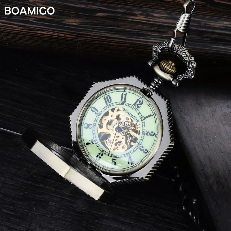 Мужские карманные часы антикварные механические скелетоны горячий медный