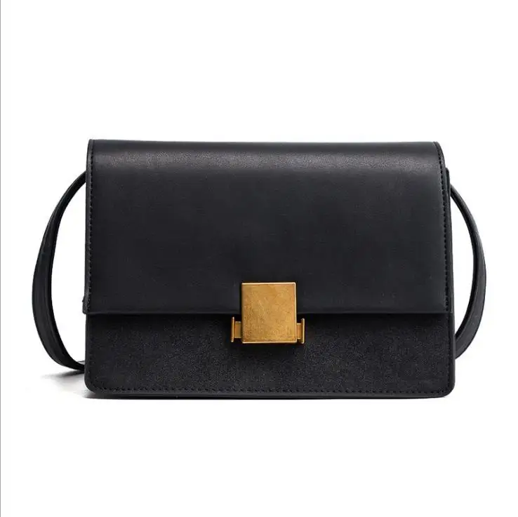 2017 winter pu Matte leather handbags simple big student bag brand gold metal buckle Messenger | Багаж и сумки
