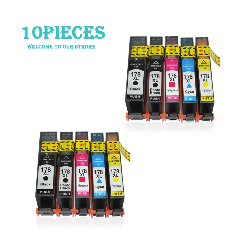 

10pcs LuoCai Compatible ink cartridge for hp 178 Deskjet 3070A 3520 6510 B010B B109a B109n B110a B210b B209a B210a printer 178XL