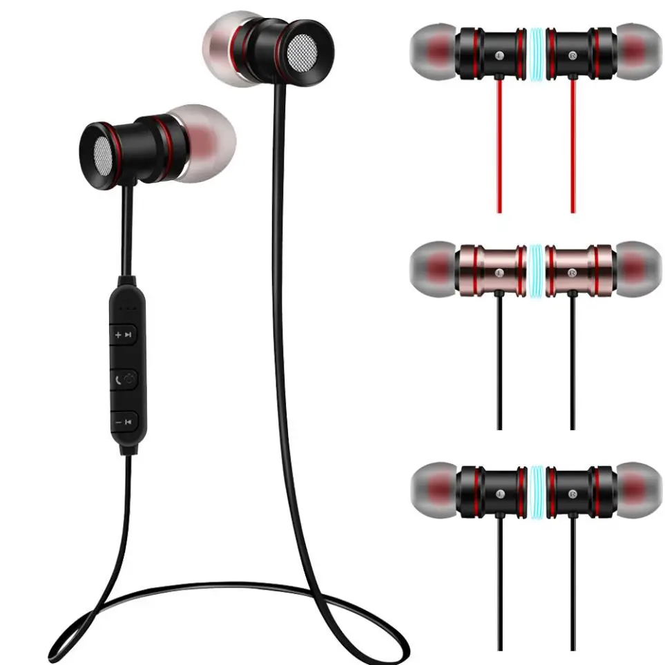 Беспроводные наушники Bluetooth с микрофоном и магнитом спортивные гарнитура для