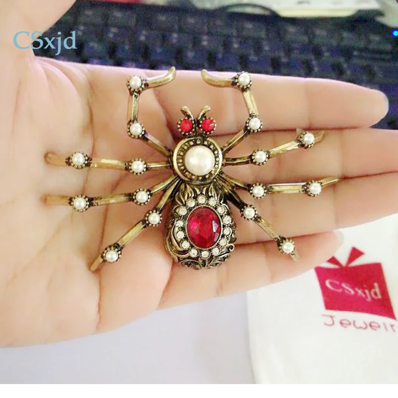 CSxjd Antique big spider brooches for imitation pearl inlay vintage pins 2017 Women jewelry | Украшения и аксессуары