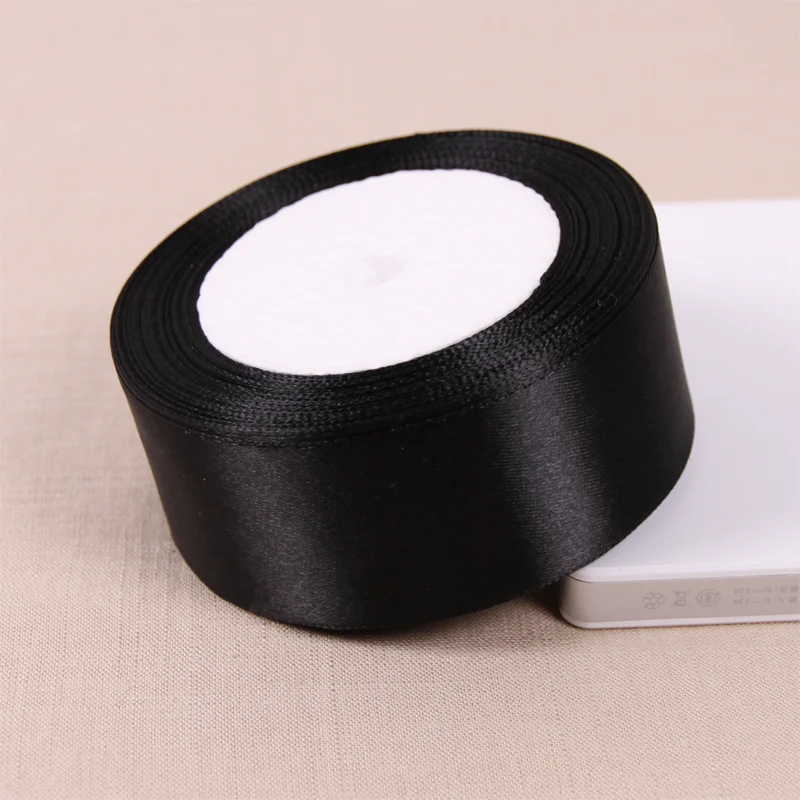 1 рулон 25 ярдов черная полиэфирная лента из атласной ткани рождественские