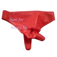 new arrival latex short briefs with front and back sheath two condoms handmade