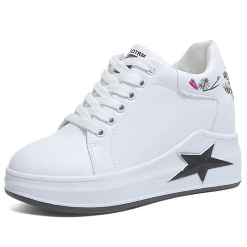 QIUBOSS/Новинка; женская повседневная обувь; Летняя женская обувь; модная женская Вулканизированная обувь с вышивкой; дышащая женская обувь на шнуровке; Q578