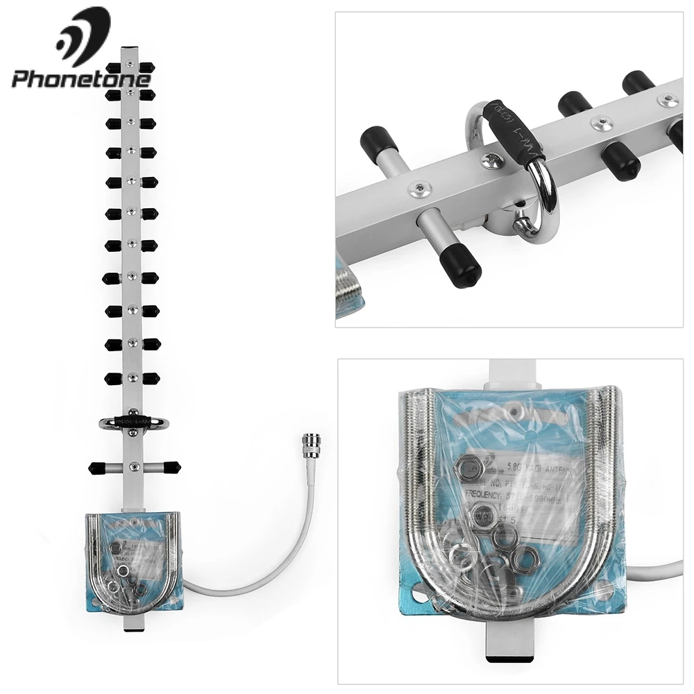 

Outdoor Yagi Antenna Exterior 5.8 GHz 16dBi Directional Antenna For Signal Booster with N-Female Connector Modem PCI Card Router