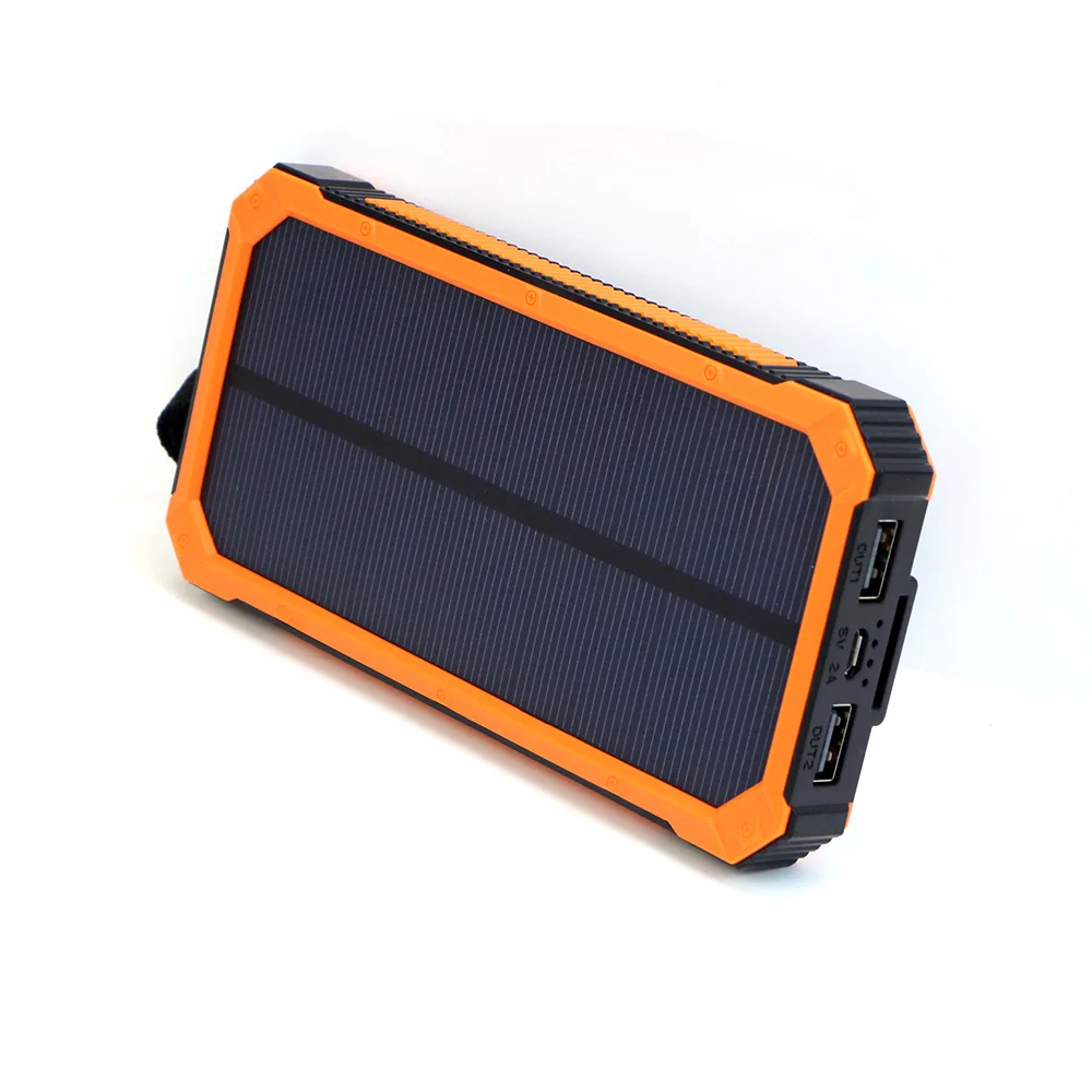 Orange X-DRAGON 15000 мАч Солнечный внешний аккумулятор Двойной USB Солнечное зарядное устройство для iPhone iPad samsung сотовых телефонов Открытый Кемпинг - Цвет: Orange