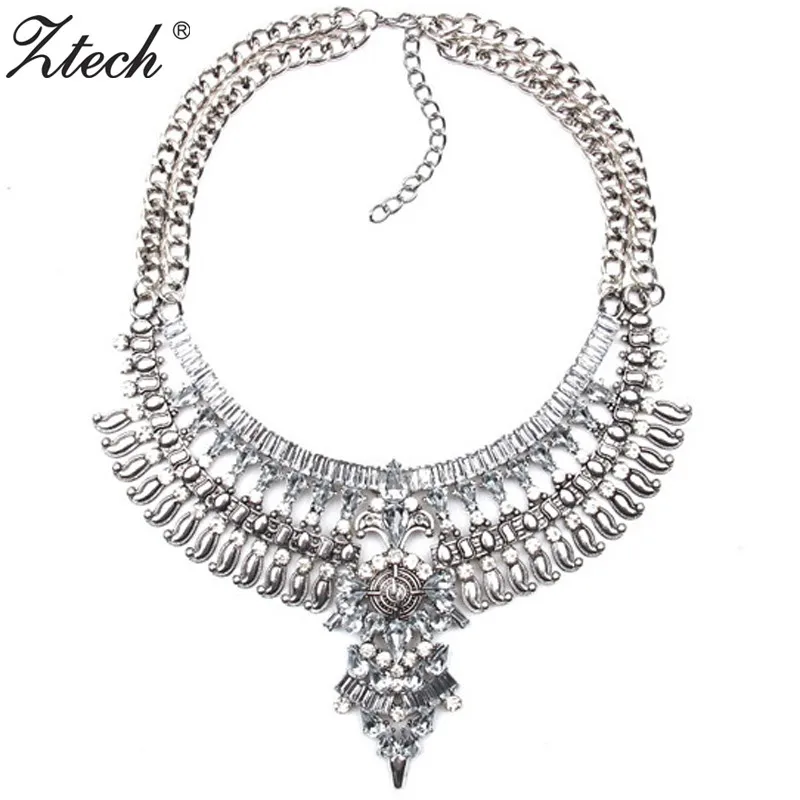 Ztech большие модные хрустальные стразы ожерелье Европейский Кристальный