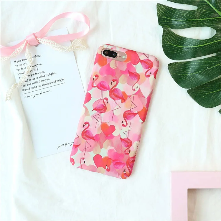 Fashion Cartoon Love Hole Pink Flamingo Phone Case For iphone 7 Puls Cases 6 6s puls PC Hard Slim Back Cover capa | Мобильные