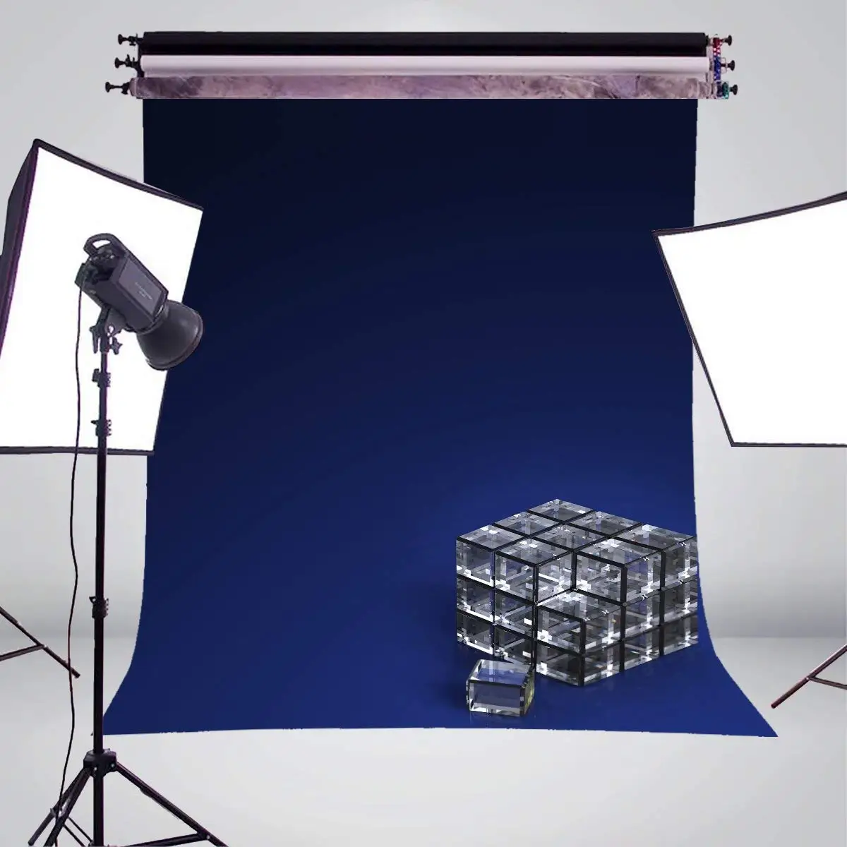5X7 футов Красивый синий 3D стереоскопический фон для фотосъемки Кубик Рубика