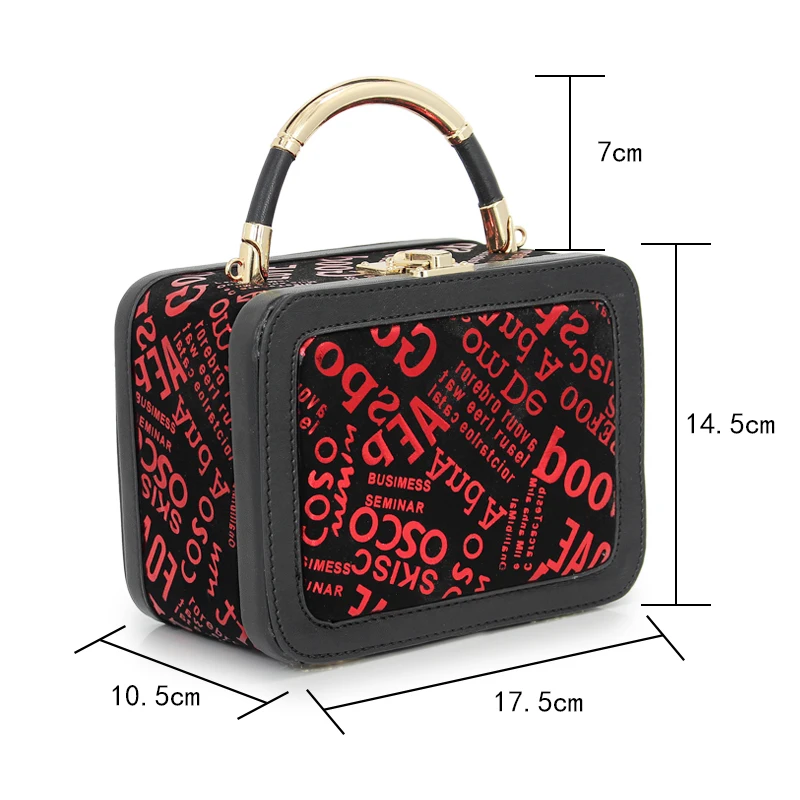 2018 New Design Women's Fashion Letter Pattern Totes PU Small Box Handbags Black Shoulder Cross body Clutches(C1747) | Багаж и сумки