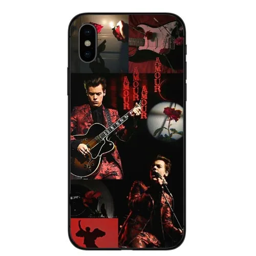 TPU Harry Styles татуировки One Direction 1D черный мягкий Силиконовый ТПУ чехол для телефона чехол для iPhone X 10 5 5S SE 7 6 6s 7 8 Plus XR XS Max - Цвет: TPU