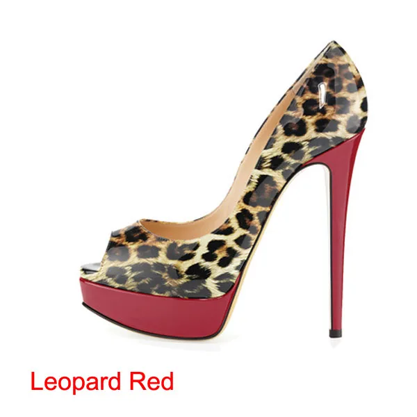 Leopard Red Kathlyn Wong/Женская обувь на высоком каблуке с открытым носком; женская обувь на платформе; обувь для вечеринок на каблуке 14 см - Цвет: Leopard Red