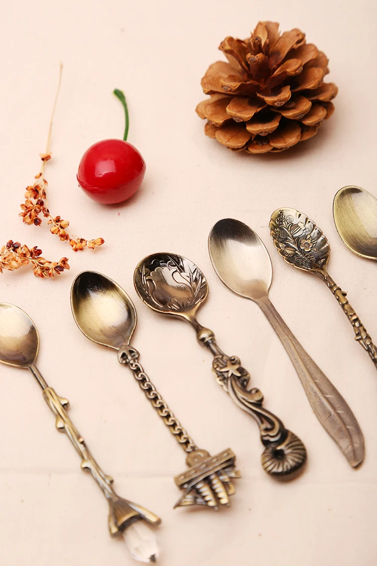 Винтажная мини ложка в Королевском Стиле 5 шт./компл. бронзовые резные Роскошные