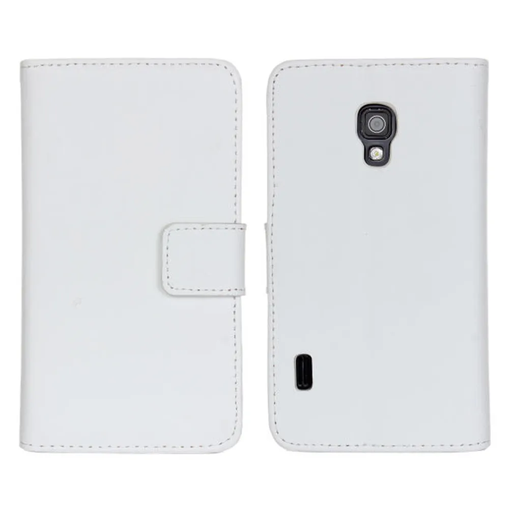 White Чехол для телефона из натуральной кожи для LG L7 II, стильный кошелек, сумка для телефона с откидной крышкой и подставкой, защитный чехол для телефона LG L7 II P715 - Цвет: White