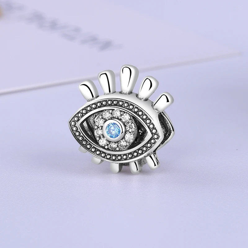 Authentic 925 Sterling Silver Bead Charm Blue Eye Charms Symbol Of Insight Fit Pandora Bracelets Women Diy Jewelry Making