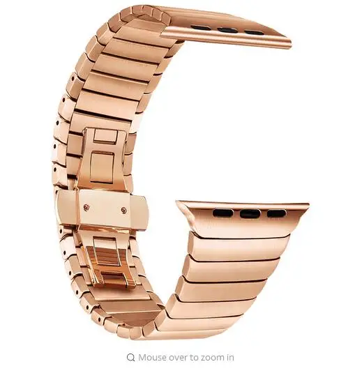 Роскошные часы Rosegold для Apple Watch браслет из звеньев 42 мм 38 Черный Серебристый