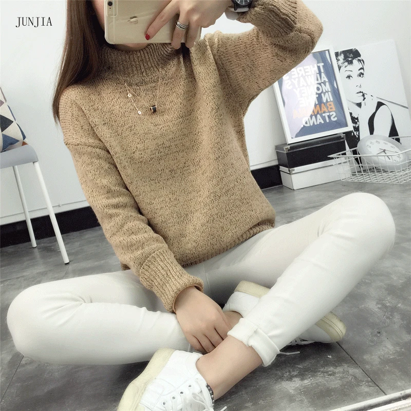 2021 Spring Autumn women ladies thick knitted turtleneck pullover warm sweater pull femme jumper sweets top korean clothes | Женская