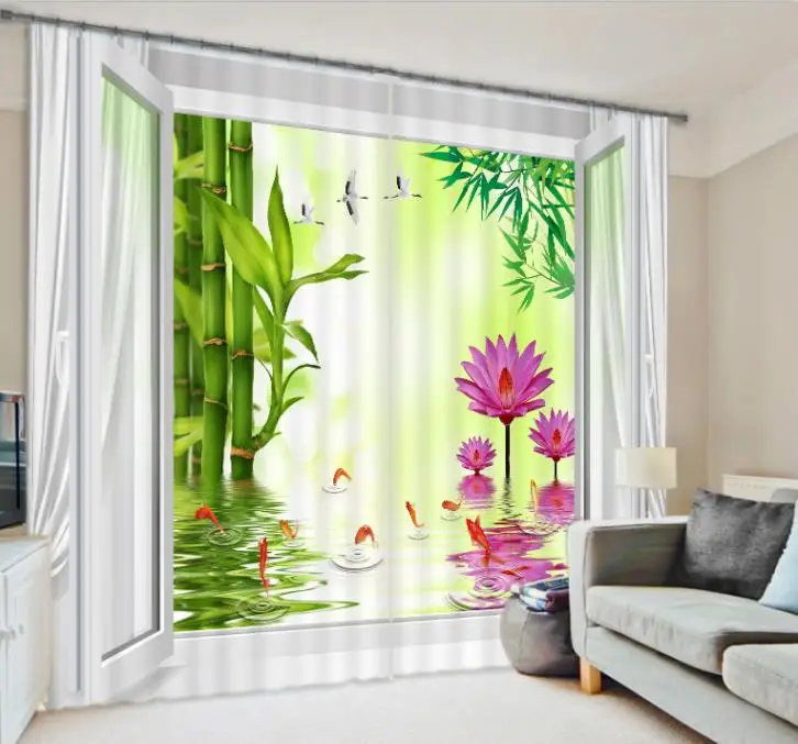 

Green leaf Curtain Luxury Blackout 3D Window Curtains For Living Room Bedroom Drapes Cortinas Rideaux Customized size pillowcase