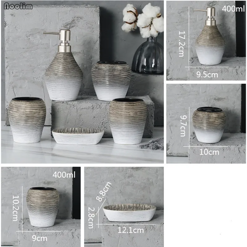 5 шт./компл. керамический набор для ванной комнаты Европейский диспенсер жидкого