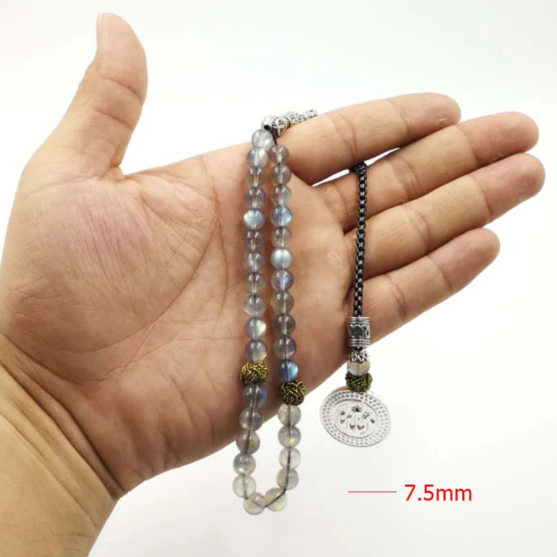 Лунный камень Tasbih мусульманский ценный подарок Лабрадорит tesbih Бог кулон мусульманские четки мусульманские украшения Йога 8 марта ювелирные изделия подарок
