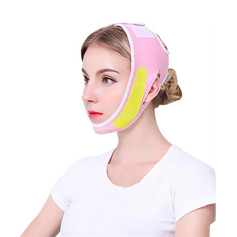 Yellow-Pink Женщины морщин V лицо подбородок подтяжка щек маска для похудения с крем против морщин - Цвет: Yellow-Pink