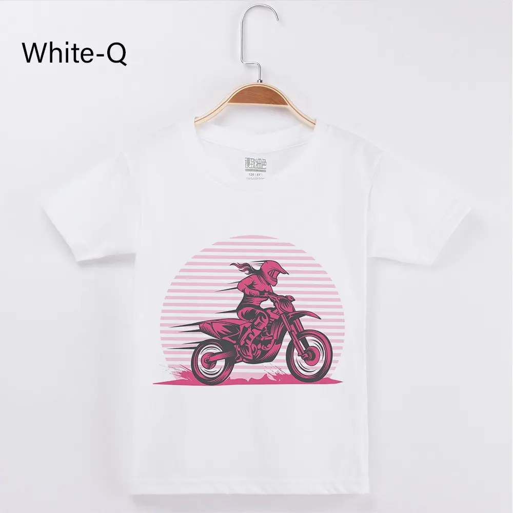 White Q Ограниченная скидка, Детская футболка для мальчиков, хлопковые футболки в хипстерском стиле, Детская футболка с рисунком мотоцикла и мотокросса Популярные топы - Цвет: White Q
