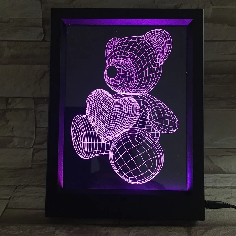 Креативный цветной светодиодный ночник с USB-разъемом в виде любовного медведя