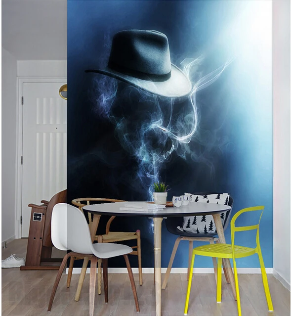 Объемная большая роспись на заказ красивая фэнтезийная синяя дымовая шляпа